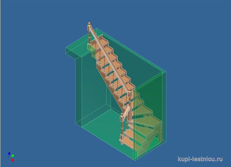 Г образная лестница с тремя забежными ступенями