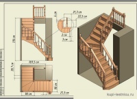 Двух маршевые Г — образные лестницы с забежными ступенями — чертежи