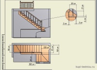 Проекты двух маршевых лестниц с поворотом на 180 градусов на забежных ступенях
