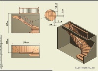Чертежи одномаршевой лестницы с двумя забежными блоками
