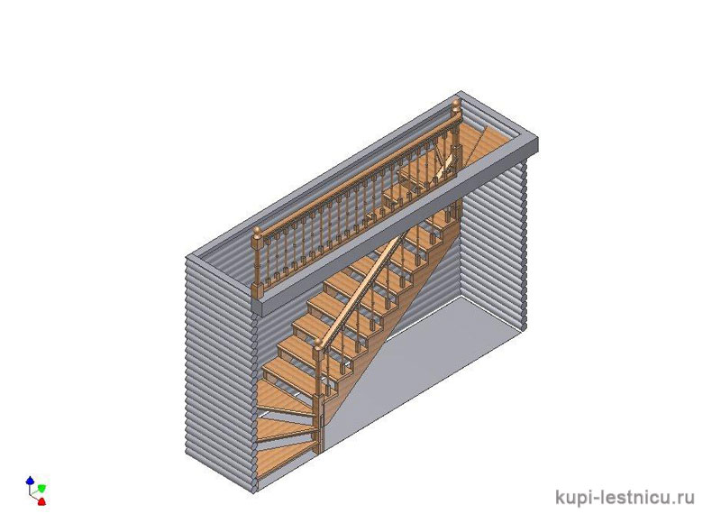 № 3 чертёж—проект одномаршевая межэтажная лестница 