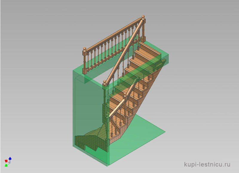 № 11 чертёж—проект одномаршевая забежная лестница  поворот 90 градусов 