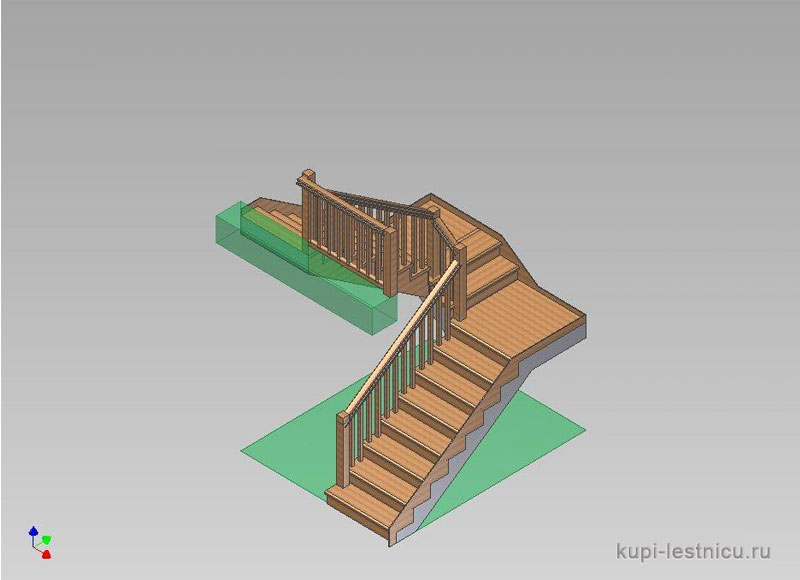 № 12 чертёж—проект двух маршевая лестница поворот 180 с площадкой 