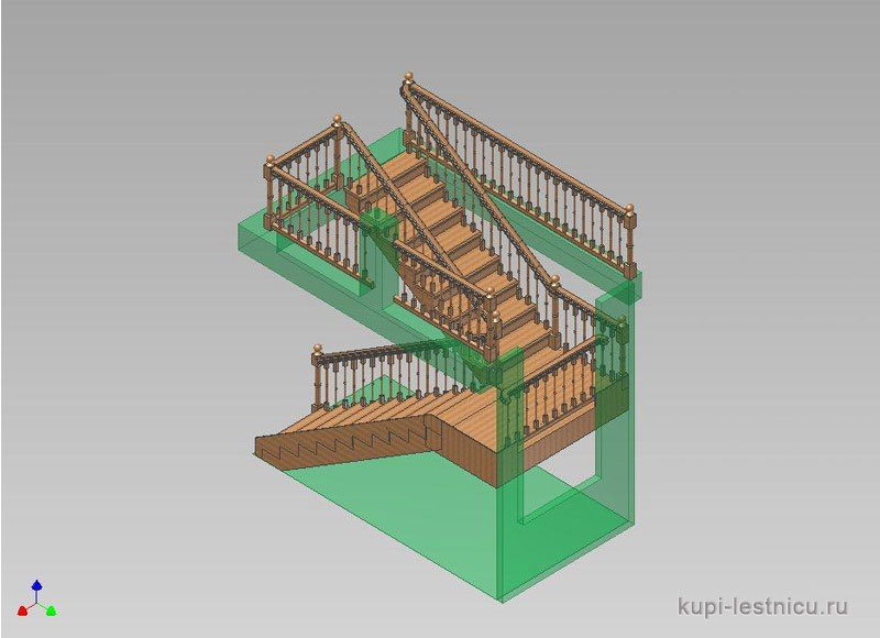 № 26 чертёж—проект двух маршевая лестница поворот 180 с площадкой 