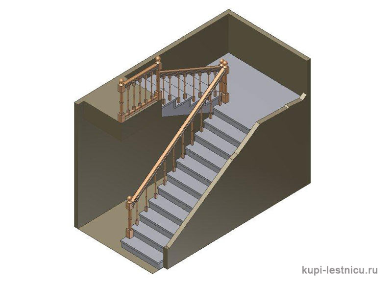 № 29 чертёж—проект двух маршевая лестница поворот 180 с площадкой 