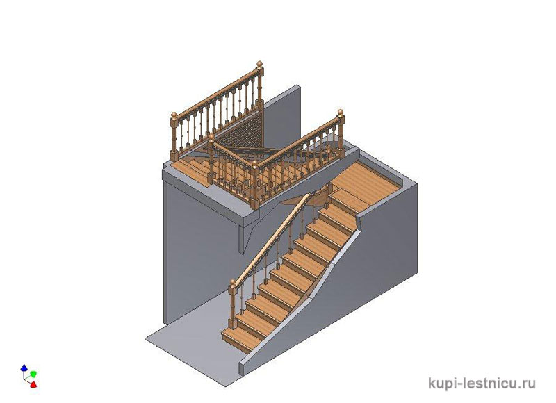 № 31 чертёж—проект двух маршевая лестница поворот 180 с площадкой 