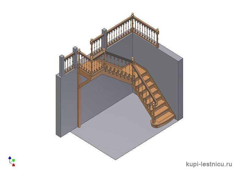 № 3 чертёж—проект угловая лестница с промежуточной площадкой 