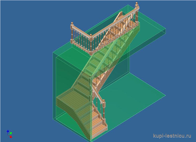 № 5 чертёж—проект угловая лестница с промежуточной площадкой 