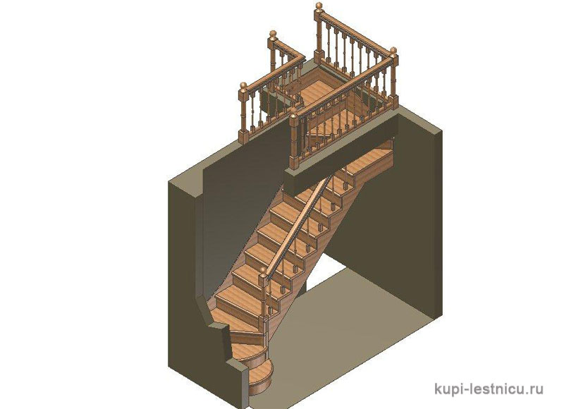 № 2 чертёж—проект лестница — трех маршевая лестница 