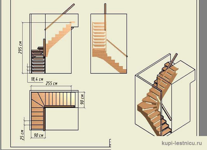 Одномаршевая деревянная лестница